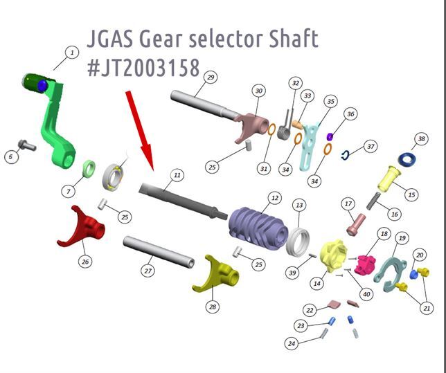 Gear Selector Shaft (T30MC0190914) (T30MC01909)