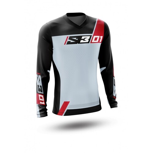 S3 01 Riding Jersey - Grey/Red/Black