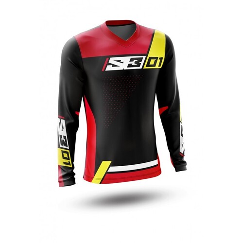 S3 01 Riding Jersey - Red/Yellow/Black