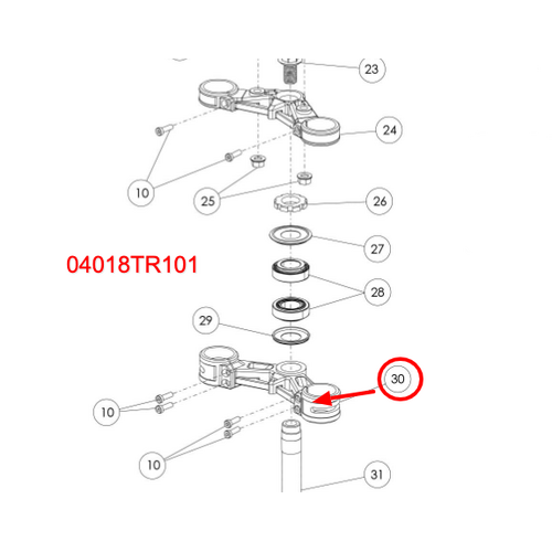 TRS Suspension Triple Tree, Lower CNC Red