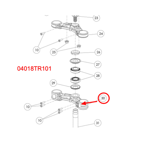 TRS Suspension Triple Tree, Lower CNC Red