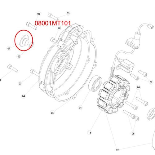 TRS Ignition Cover Centre bolt - Red RR