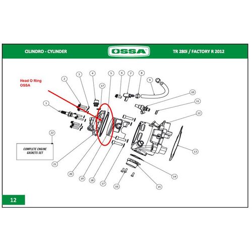 OSSA Head O Ring Exterior (Use GasGas M01619210)
