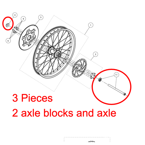 TRS ON-E KIDS 16+20 Rear Axle and axle blocks