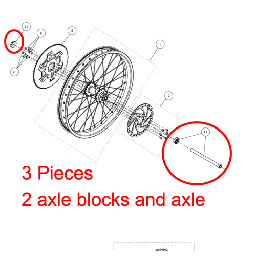 TRS ON-E KIDS 16+20 Rear Axle and axle blocks