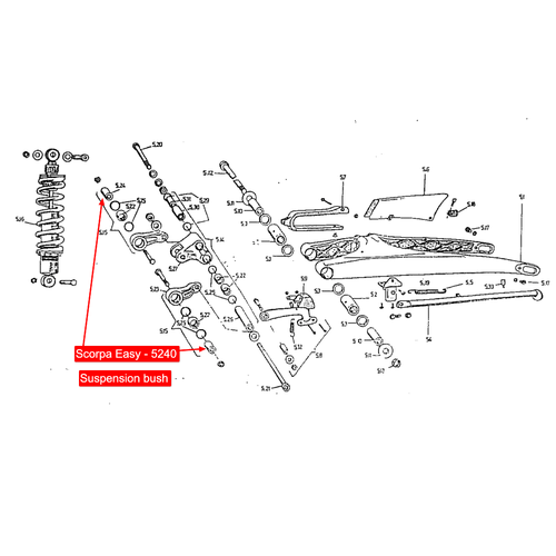 Bush, suspension dogleg, Scorpa Easy