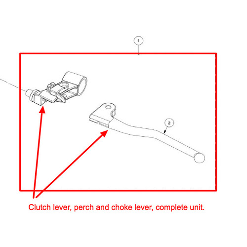 Clutch Lever and Perch, including Choke lever. Complete. Randonne.