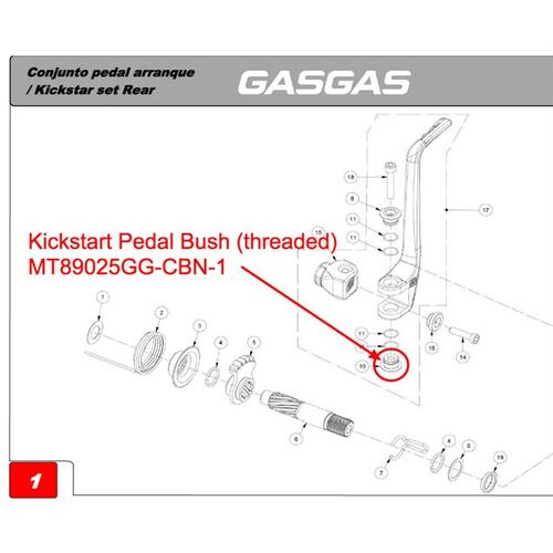 KICKSTART PEDAL LOWER NUT PRO - supersedes to MT89025GG-CBN-1