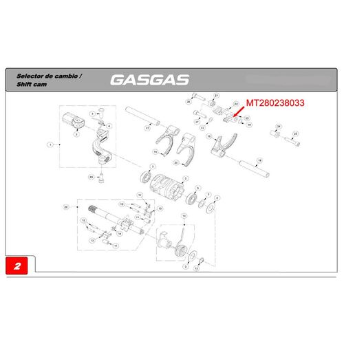 GEARBOX SELECTOR ARM + ROLLER