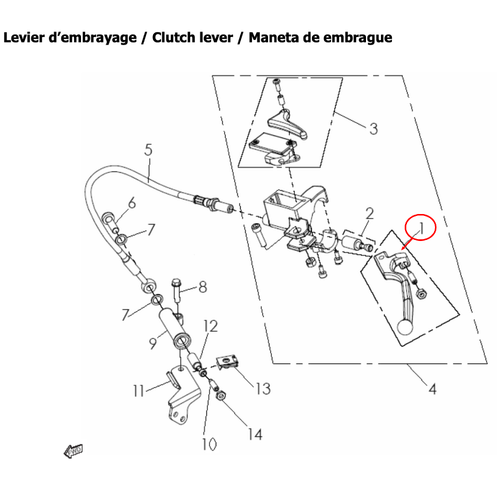 Lever Clutch Long AJP M/C - drop pin type